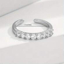 Minimalist Single Row Zirconia Ring, Semicircle Zirconia Simple Line Design, Niche Ins Style Elegant Stackable Daily Commute Mood Ring - Open Ring - View 1