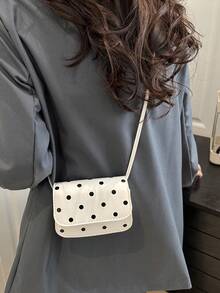 Mini Fashionable New Women's Polka Dot PU Leather Small Square Shoulder Crossbody Bag - White - View 4