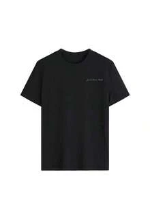 New Women's Summer T-Shirt, Casual Style With Slogan Print, Loose Fit, Round Neck, Short Sleeves, Apricot Color.  Top For Everyday Wear And Holidays, Pink - 黑色 - 查看 5