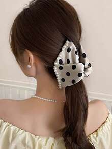 Women's Shiny Crystal Bow Hair Clip, Large Rhinestone Bow Hair Accessory, Elegant Sparkling Hair Clip Suitable For Thick Hair, Wedding, Party, Formal Occasions, Gift Vacay Beach Claw Clips - White - View 4