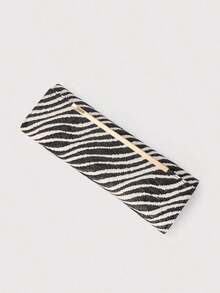 Zebra Print Straw Clutch, Striped Woven Long Wallet, Elegant Party & Daily Clutch Z6XO - 卡其色 - 查看 3