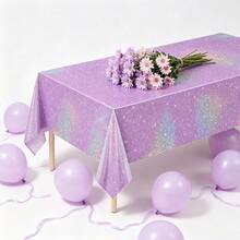 1/3 chiếc khăn trải bàn lấp lánh màu tím nhạt, khăn trải bàn hình chữ nhật dùng một lần màu tím bóng, đồ dùng cho tiệc sinh nhật, tiệc chiêu đãi, tiệc cưới, kích thước 51 x 86 inch. - Nhiều màu - Xem 1