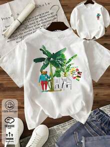 New Summer Casual Spring/Summer Arrivals For Women 2026: Spring/Summer T-Shirts, Girls' T-Shirts, White Tops, Women's Spring/Summer Clothing, Printed T-Shirts, Printed Tops, Cotton Tops, High-Quality T-Shirts, Blue T-Shirts, Retro Style, Preppy Style, Cute Style, Urban Style, Gen Z, Millennial Style, Y2K, Punk Style, Distressed Style, Minimalist Style, Simple Style, Casual Style, Everyday Style, Vacation Style, Fun Prints - Vintage Street Style Unisex Loose Cotton Short Sleeve Crew Neck T-Shirt - 白色 10 - 查看 1