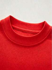 A Round Neck, Short-Sleeved T-Shirt From A Fashionable Clothing Line, Made In Mexico For The Spring/Summer 2025 Season. Featuring A Cartoon Print, It's A Couple's Model, Suitable For Wearing Both Inside And Out, Ideal For The Office And Casual Style, Designed For Men And Women, Sold Individually. - 紅色的 - 查看 4