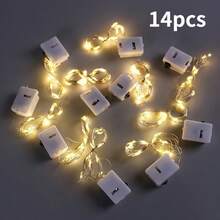 6/14 Stücke 20 LED Silber Kupferdraht Glühwürmchen Feen Lichterkette, batteriebetrieben Mini Girlande Lampe, DIY Stimmungsdekoration Licht für Schlafzimmer Blumenvasen Hochzeit Geburtstag Valentinstag Halloween Weihnachten Party Zuhause Geschenk - Lichterketten - Übersicht 13