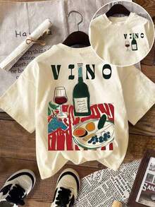 Women's Casual Graphic Short Sleeve T-Shirt, Streetwear Style, Cute Summer Top, ChristmasPrinted Round Neck Short Sleeve Women's Tee - Daily Casual, Sports & Fitness, All Seasons (Perfect For /Valentine's Day) - Màu be - Xem 14