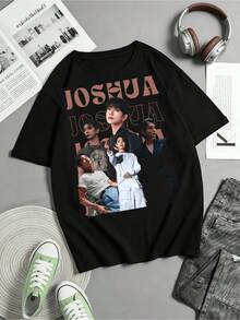 SEVENTEENS Joshua T-Shirt, Y2K Style, Cotton, Casual Women's Clothing, Ideal For K-Pop Fans. - Black - View 6