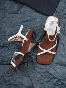 New Summer High Heel Strap Unique Design Sandals - White - View 4