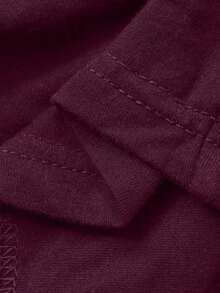 Plus Pantalones de pijama de pierna recta con cintura elástica y cordón para mujer de talla grande, pantalones de estar por casa de unicolor, para otoño e invierno - Burdeos - Ver 5