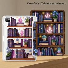 Acrylic Crystal Tablet Protective Case With Book And Plant Pattern Painted Effect, With Stand, Foldable Anti-Bending, Silicone Reinforced Corners, Auto Wake/Sleep Function, Built-In Pen Slot, Multi-Angle Foldable Stand - Style 5 - View 6