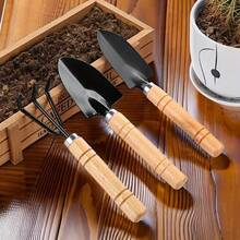 3pcs Gardening Tool Set, Including Pruning Scissors, Shovel, Rake, Ergonomic Wooden Handle Design, Suitable For Backyard And Balcony Planting And Weeding - A - View 11
