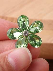 1 pieza Broche de vidrio con flor verde, 5 opciones de color - Verde - Ver 13