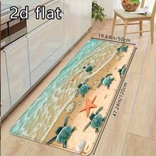 1PC/2PCS/3PCS Kitchen Floor Mats, Beach Sea Turtle & Starfish Print, Non-Slip, Water Absorbent, Soft & Comfortable, Easy To Clean, Ideal For Kitchen Decoration - Multicolor - View 17
