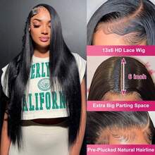 200% Density Straight Lace Front Wigs 28 32 Inch 13X4 13X6 HD Bone Straight HD Lace Frontal Human Hair Wig Natural Swiss Pre Plucked Transparent Lace 1B Black Color Glueless Wigs Human Blended Hair Wig With Baby Hair High Temperature Resistant Fiber Frontal Human Hair Wigs Original For Women - Natural & Black - View 9