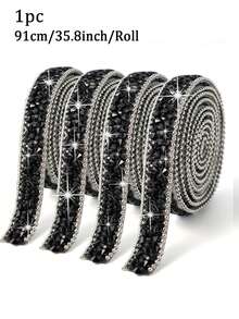 Shiny Rhinestone Strip, Resin Rhinestone Ribbon Self-Adhesive Diamond Strip Crystal Strip Glitter Diamond Waistband Sparkling Rhinestone Rope Suitable For Christmas Art Handmade Crafts Bags Phones Cars Wedding Cake Decoration, Adhesive Crystal Strip Clothing Ribbon Fashion Jewelry Decoration Accessories - Multicolor - View 13