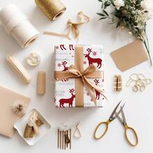 5m Roll Christmas Snowflake Pattern Double-Sided Wrapping Paper, 43cm X 500cm, Thickened Gift Wrapping Paper For DIY, Suitable For Christmas Gifts And Holiday Gifts - Snowflake Deer - 5m - View 3