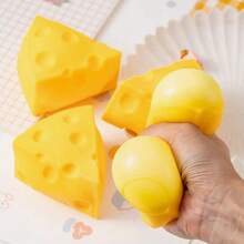 Cute Cheese Squishy,Ultra Soft Slow Rising Squishy, Perfect For Office Workers To Relieve Stress. Ideal Gift For Father's Day, Halloween, Christmas And Thanksgiving.Graduation Party Supplies,Cheese Squishy - Multicolor - View 3