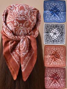 1pc Paisley Pattern Bohemian Polyester 70CM Square Scarf, Versatile Fashion Accessory For Hair, Bag, And Belt, Suitable For All Seasons - Multicolor - View 12