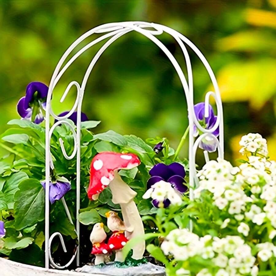 Vintage Mini Iron Garden Decor, Mini Courtyard Arch Decor, Garden Accessories, Vase, Rusty Arch, Gardening Plant, Plant Stand, Suitable For Potted Decor And Climbing Plant Support - Arch - View 1