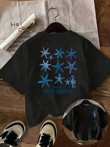 Women's Crew Neck T-Shirt With Letter Print, 100% Cotton, Casual Sporty Style, Short Sleeves, Suitable For All Seasons. Wear It As A Base Layer In Spring And Autumn Or On Its Own In Summer. Unisex Style, Perfect For Friends. High-Quality Cotton T-Shirt With A Modern Branded Touch. - 黑色1035 - 查看 12