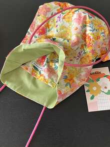 2026 New Summer Ditsy Floral Canvas Bag, Unique Design PU Strap Shoulder Bag, Artistic Commuter Bag For Women - White - View 6