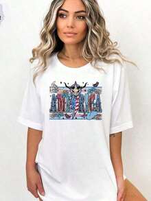 American Sunflower T-Shirt, Freedom T-Shirt, Independence T-Shirt, Floral T-Shirt With American Flag, Gift For Americans, 4th Of July Flag T-Shirt - 彩色 - 查看 6