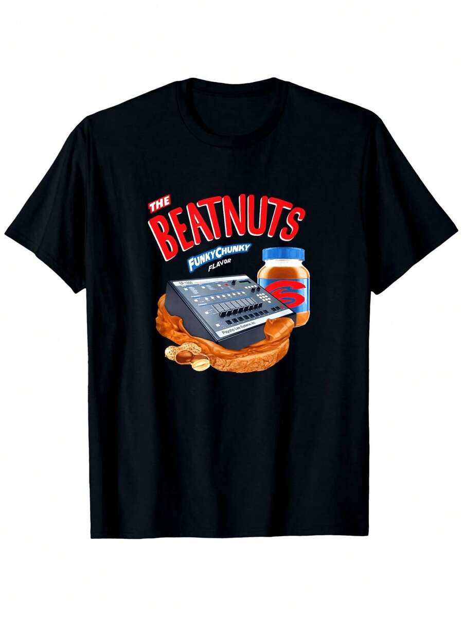 The Beatnuts SP-1200 Iconic Music Producer T-Shirt - Unisex, 100% Cotton, Vintage Hip-Hop Style, With A Stylish Heavy Beat Production Design (Sampled Logos And MPC-Inspired Style), Suitable For DJs And Everyday Wear, Available In Sizes S-XXXL. - 黑色 - 查看 1