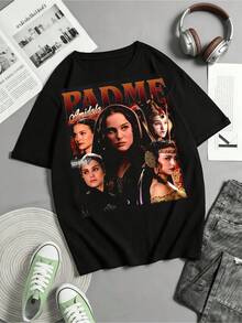 Vintage Padmé Amidala T-Shirt, 90s Queen Amidala Graphic T-Shirt, Gift For Fans, Retro Natalie Portman T-Shirt - Black - View 6