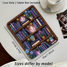 Acrylic Crystal Tablet Protective Case With Book And Plant Pattern Painted Effect, With Stand, Foldable Anti-Bending, Silicone Reinforced Corners, Auto Wake/Sleep Function, Built-In Pen Slot, Multi-Angle Foldable Stand - Style 5 - View 3