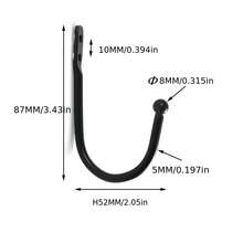 4 piezas Sujetacortinas negros - Ganchos de metal montados en la pared de fácil instalación para decoración del hogar, almacenamiento en la cocina y el baño - 4 piezas - Ver 3