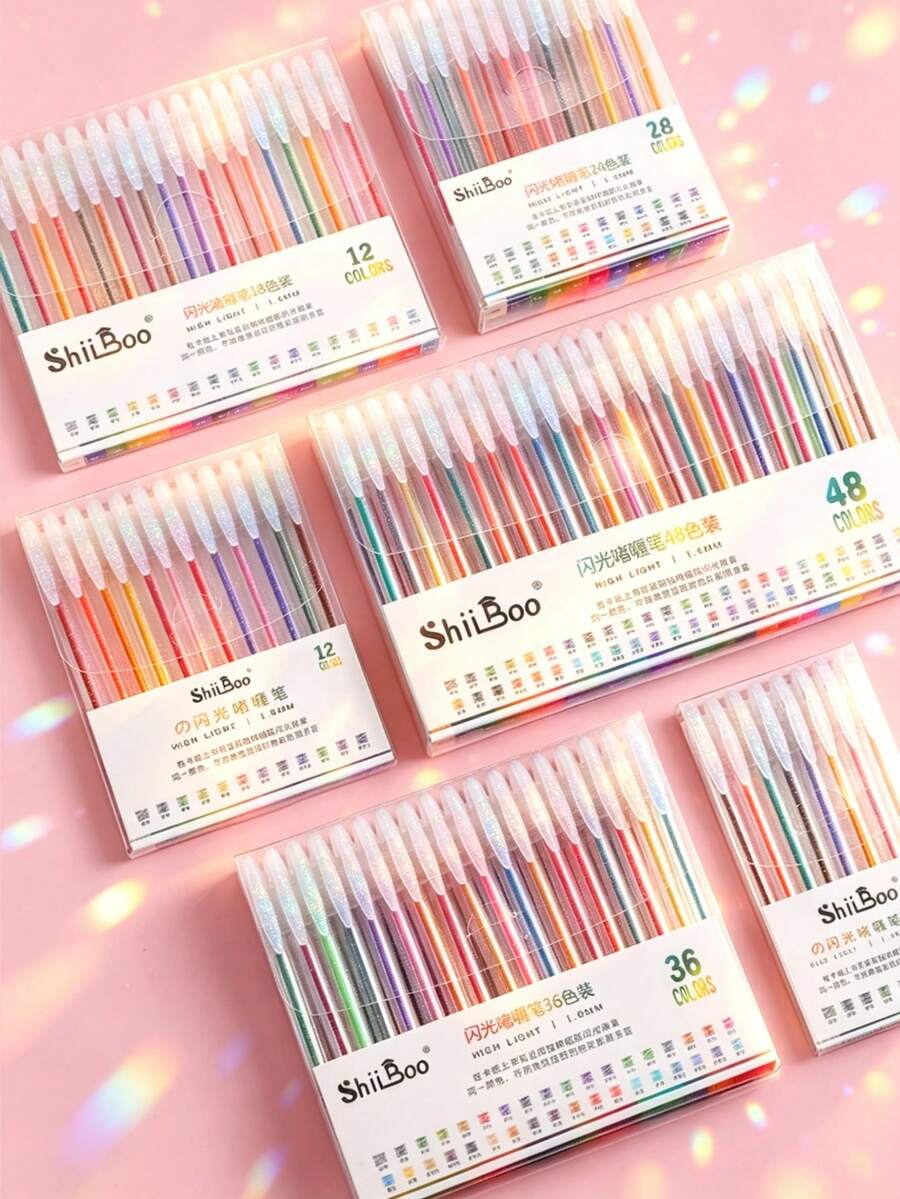 Bộ 60 bút nhũ kim loại, bút gel lấp lánh như cát chảy, bút dạ quang neon dùng để vẽ tranh, phác thảo, làm sổ lưu niệm, nhật ký, có sẵn các gói 1 chiếc/24 chiếc/36 chiếc/60 chiếc, món quà tuyệt vời cho sinh nhật, Giáng sinh, Ngày Valentine, Năm mới, Lễ Phục sinh. - Bộ - Xem 1