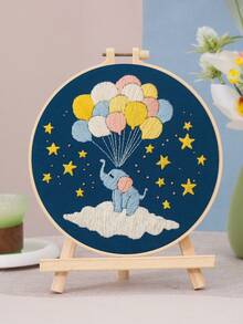 1 Set Embroidery Kit Suitable For Beginners, With Floral Plant Patterns, 1 Set Includes 1 Embroidery Cloth + 1 Embroidery Hoop + 2 Embroidery Needles + 1 Set Of Colored Threads + 1 English Instruction Manual - Material Package D - View 2