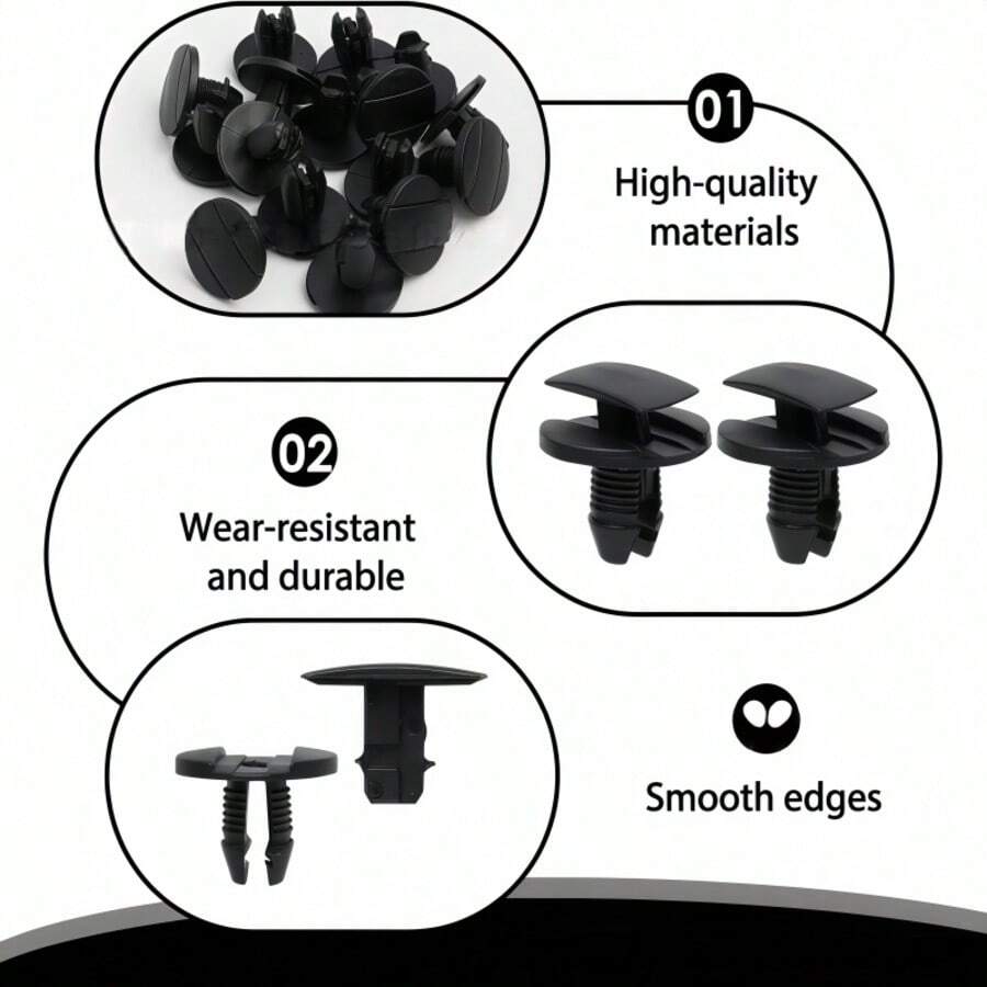 50pcs Car Plastic Fastener Rivets, Bumper Fender Splash Guard Clips, Black Trim Panel Fasteners, Body Panel Installation Fastening Auto Repair Tools