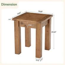 Tribesigns Solid Wood Side Table For Living Room, Farmhouse Square End Tale With Stable 4 Legs For Small Spaces, Bedroom, Rustic Brown - Rustic Brown - View 7