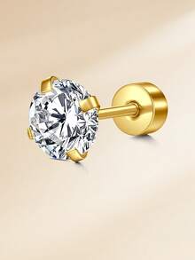 CIZME 20G 不鏽鋼平底耳釘，適合女性與男性，附 3mm、4mm、5mm、6mm、7mm、8mm 立方氧化鋯螺絲背耳釘套組，適合耳部佩戴 - 平底 - 查看 15