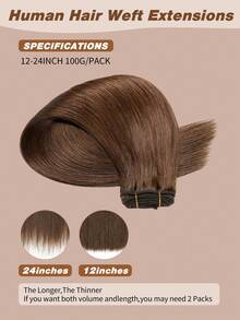 YILITE 22 Inch 100g Cokelat Tua #4 Rambut Manusia Asli Weft Sew In Hair Extensions Rambut Manusia Asli Buatan Tangan Tebal Menambah Volume - S4 - View 5