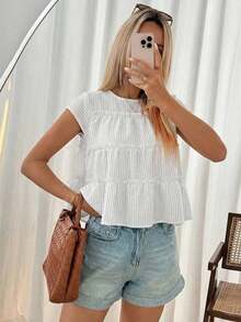 Camisa floral casual de mujer para el verano - Blanco - Ver 3