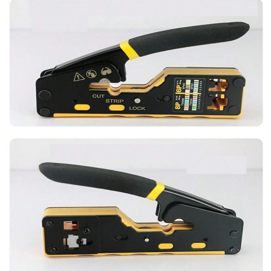 RJ45 压线钳（8针/6针）RJ45压线钳/剪线钳/剥线钳，适用于RJ11/RJ12剪线，CAT5/CAT6/CAT7以太网线压线钳，电工工具，8针/6针 - 便攜網線鉗 - 查看 1