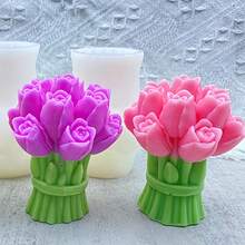 郁金香花束香薰蜡烛硅胶树脂模具，DIY百合郁金香花束蜡烛家居装饰模具 - A - 查看 1