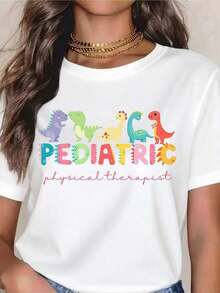 Premium T-Shirt For Pediatric Physiotherapists With Cute Dinosaur Design - Fun And Colorful T-Shirt For Child Therapy Professionals, Perfect Gift For Physiotherapists Working With Children, Ideal For Work, Events, Or Holidays. Gift Idea. - 白色 - 查看 7