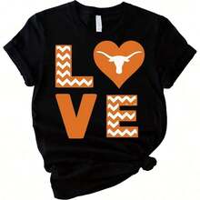 Mexican Longhorns T-Shirts, Texas T-Shirts, Longhorns T-Shirt, Texas Lover T-Shirt, American Western Style T-Shirts, Retro Texas Cowboy T-Shirt, Summer Fashion Cotton T-Shirt - 黑色 - 查看 1