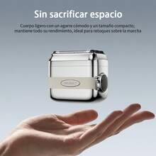BiLOLLY Afeitadora eléctrica portátil para hombre, afeitadora de 5 cuchillas para recortar la barba, afeitado rápido y suave, afeitadora de viaje recargable por USB fabricada en aleación, ideal para el uso diario, viajes de negocios, viajes, arreglo personal sobre la marcha y perfecta como regalo - Plateado - Ver 7