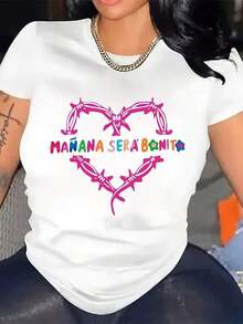 100% Cotton, 1 Piece. Women's "Tomorrow Will Be Beautiful" Heart Graphic T-Shirt - Casual Short Sleeve T-Shirt With Pink And Purple Lettering, Crew Neck, All-Season Fit, Perfect For Casual Outfits, Ladies' T-Shirts. 100% Soft Cotton. Women's Simple Solid Color T-Shirt, Loose And Slim Fit Casual Short Sleeve - 白色的 - 查看 11