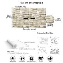 ucdfi 1 捲石紋自黏式壁紙，3D 磚牆貼紙，適用於廚房、臥室、客廳牆面居家裝飾 - 磚紋 - 查看 7