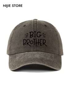 Vintage Washed Baseball Cap - Printed With "Big Brother" | Adjustable Casual Hat, Suitable For Family And Streetwear Style - A - View 15