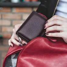 Leather Card Holder With Multi-Slots Organizer With Zipper - 1 - View 8