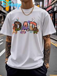 (Disney Licensed)Disney Moana "DAD" Graphic Tee Men's Oversized Crew Neck Short Sleeve T-Shirt, Casual Streetwear With Moana, Maui & Heihei Print, Tropical Father's Day Themed Loose Fit Casual Top, Mens Clothes, Men, Ropa De Hombre, Summer Clothes, Men Shirts, Graphic Tees, Disney Outfits Men, Graphic Tees, Camisetas Para Hombre, Camisas Para Hombre, Summer Outfits For Men, Father's Day Gift, Perfect Gift For Family And Friends, Which Are Necessary For Birthday Parties, Disney Shirts, Mens Clothes, Summer Clothes, Officially Licensed Disney T-Shirts, Disney Men's And Women's Spring/Summer Fashion Casual Short-Sleeve T-Shirts - trắng - Xem 1