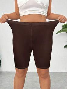 Pantalones Cortos de Compresión de Talla Grande  Negros de Secado Rápido y Refrigeración - Marrón - Ver 3