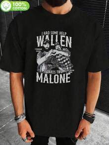 Camisetas unisex - Camiseta con foto vintage de guitarra Wallen y estampado "I Got Some Help", ropa de calle vintage en tonos neutros, adecuada para amantes de la música, camiseta unisex de corte holgado y casual con elementos divertidos, perfecta para viajes, casa y fiestas, un regalo ideal para mujeres y hombres. - Negro - Ver 1