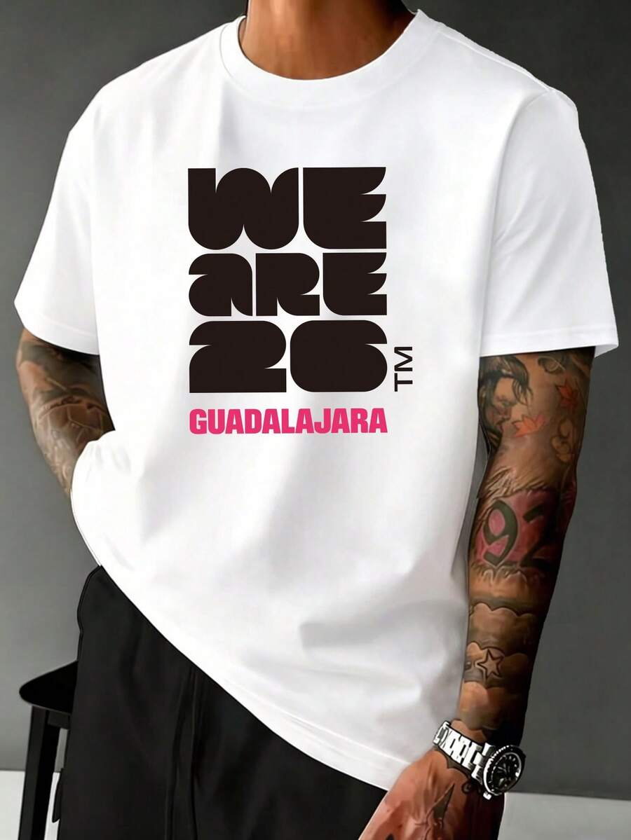 2026 Football Enthusiast Printed Cotton T-Shirt, Custom Short Sleeve Fan Supporter Shirt, Commemorative Short Sleeve Fan Shirt, Unisex Urban Casual Style - 白色 - 查看 1